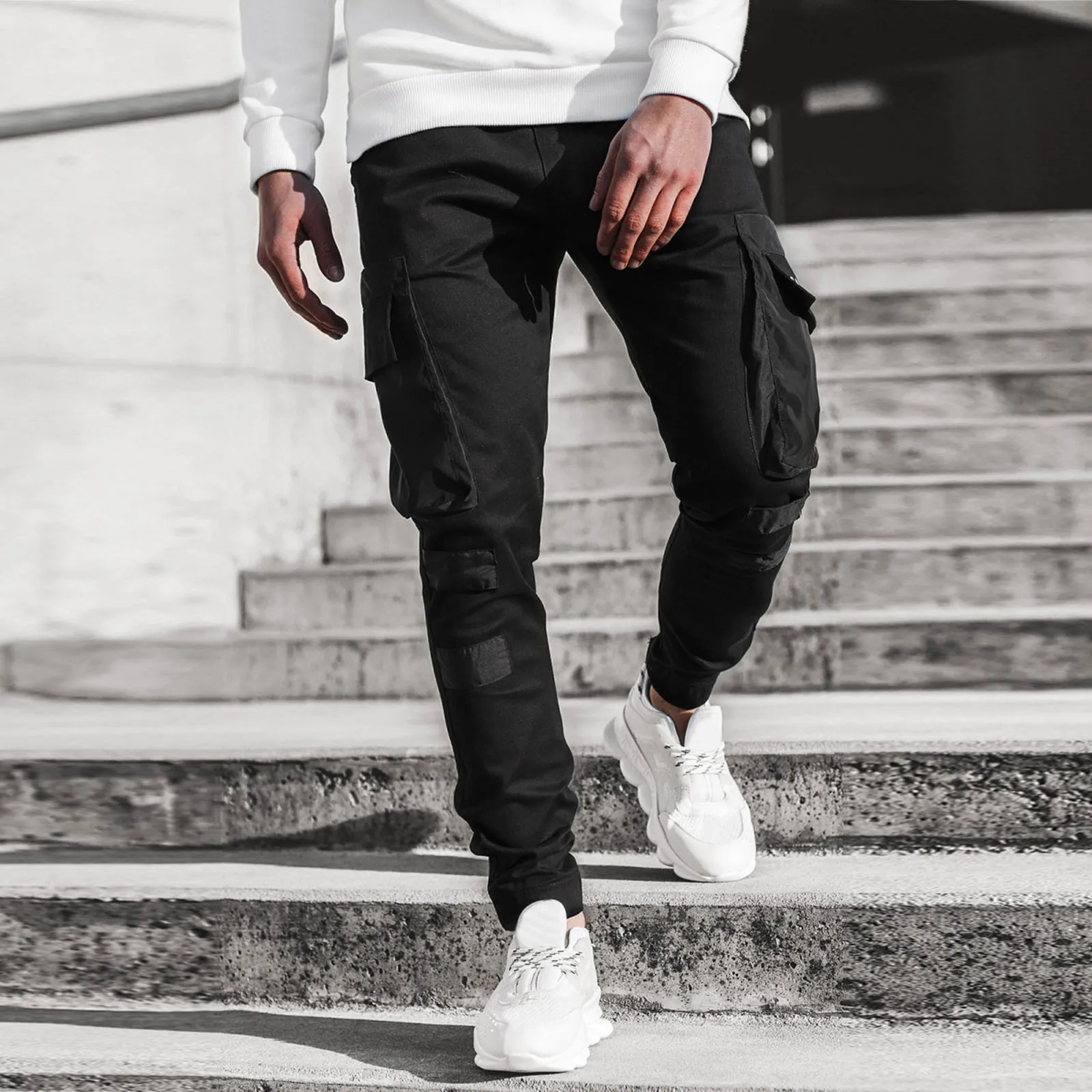 

Men's Black Pants Hip Hop Streetwear Fashion Jogger Harem Trousers Man Casual Sweatpants Male Pants Big Size Jogger Streetwear