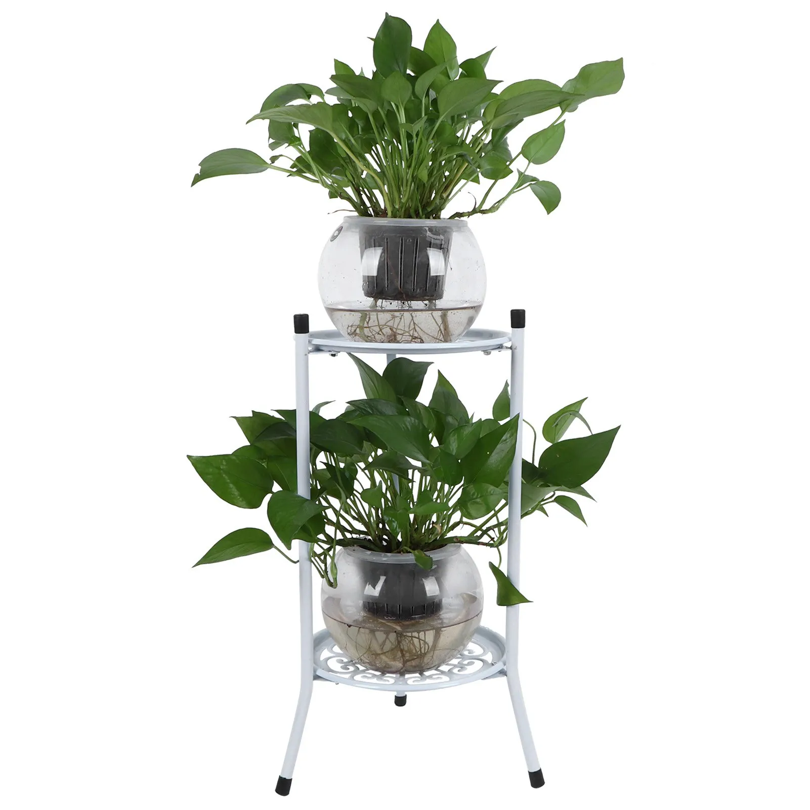 2 Tier Plant Stand Metal Flower Pot Holder Display Shelf Rack Home Decoration for Indoor Outdoor Gardens Balconies Corridors