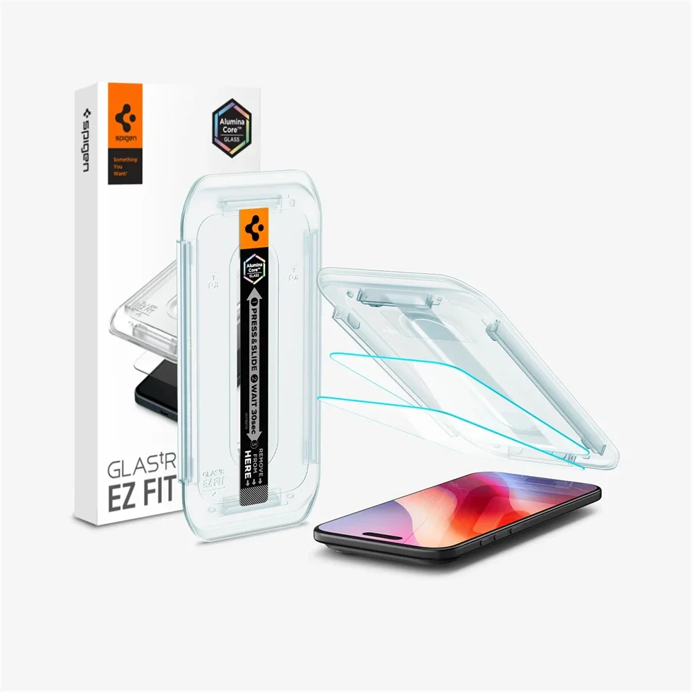 2 SZT. Spigen Glas.tR EZ Fit Szkło Hartowane z Ochroną Czujnika, Folia Ochronna na Ekran o Wysokiej Rozdzielczości do iPhone 17 Pro Max 16 15 14 Plus — zdjęcie produktu 2