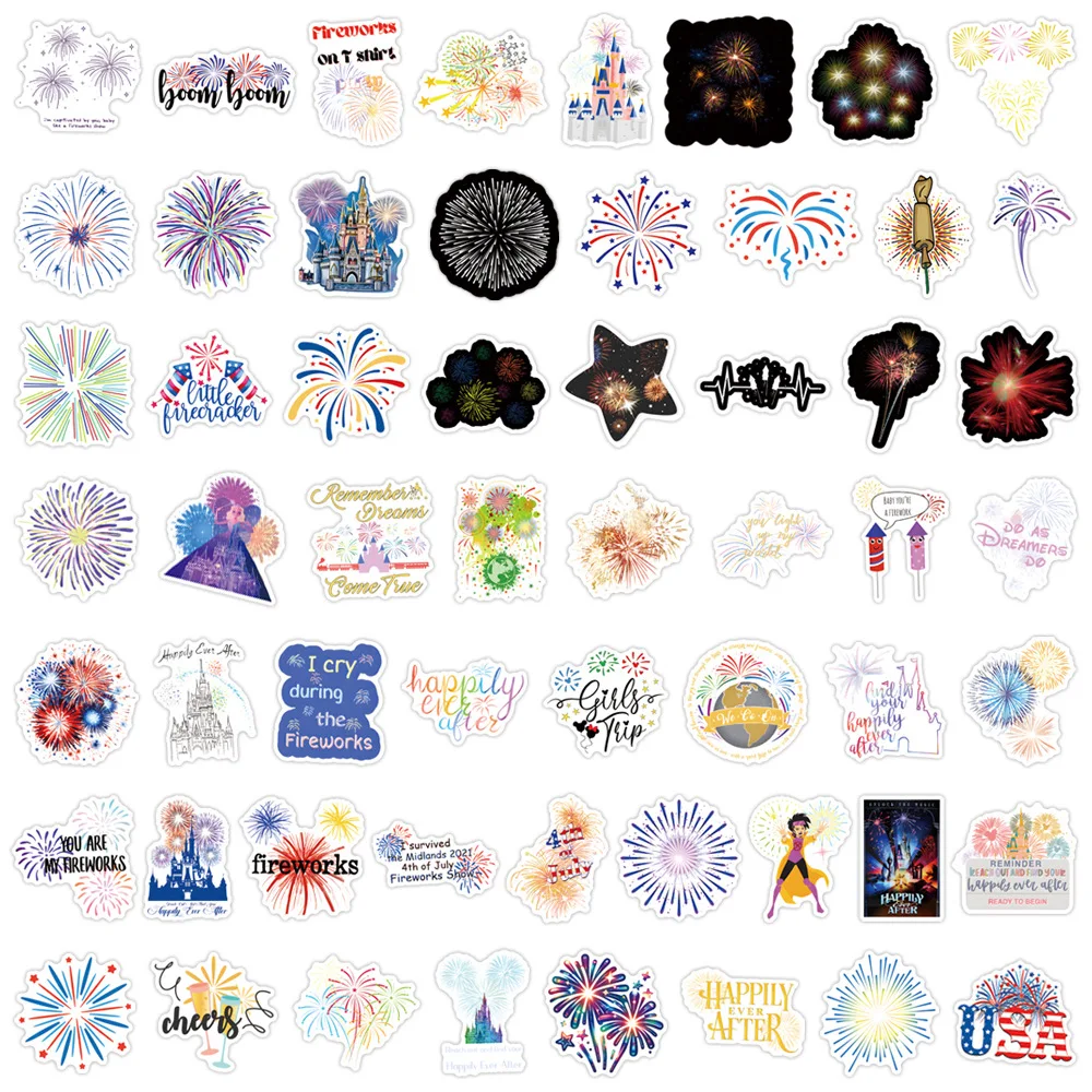 10/30/55/110PCS Cartoon Fireworks Sticker Creative Graffiti Decoration Suitcase Water Cup Laptop Phone Case Waterproof Decal