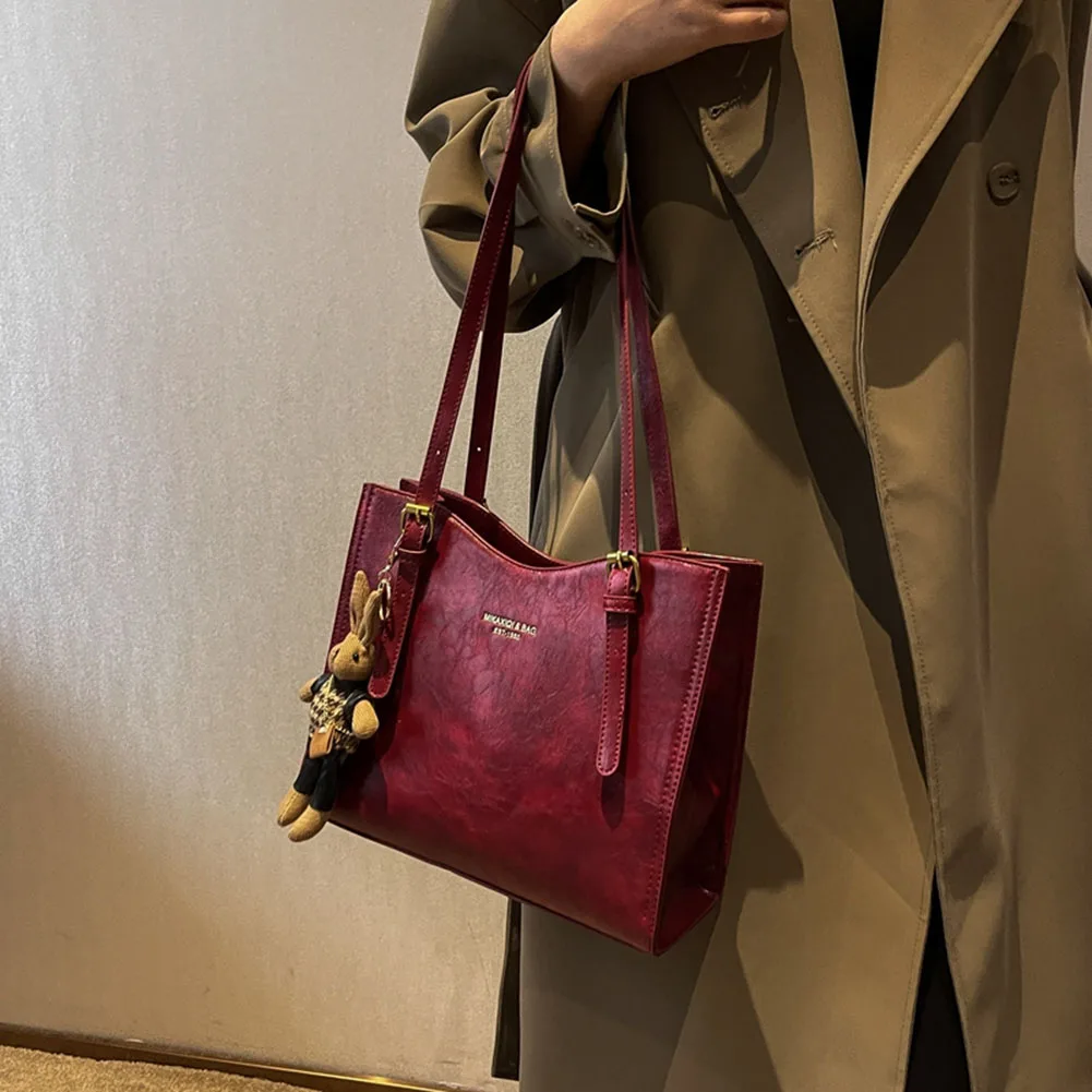 المرأة خمر تخفيف حقيبة حقيبة كتف الموضة سعة كبيرة حقيبة حمل عادية بولي Leather حقيبة يد جلدية ريترو للعمل السفر