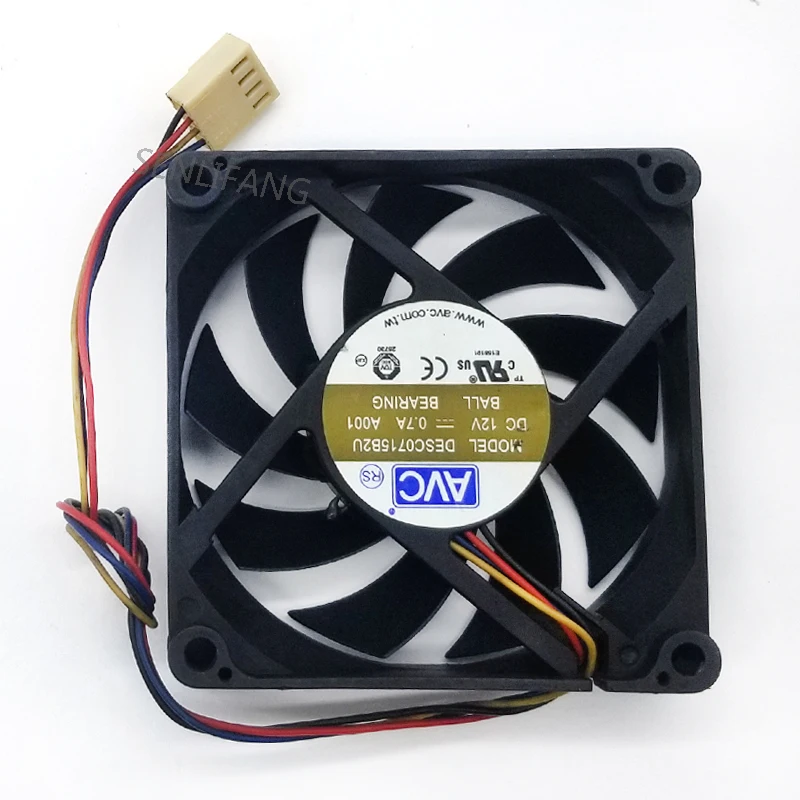 for AVC DESC0715B2U DC 12V 0.7A 7CM 70x70x20mm 4-wire double ball bearing fan