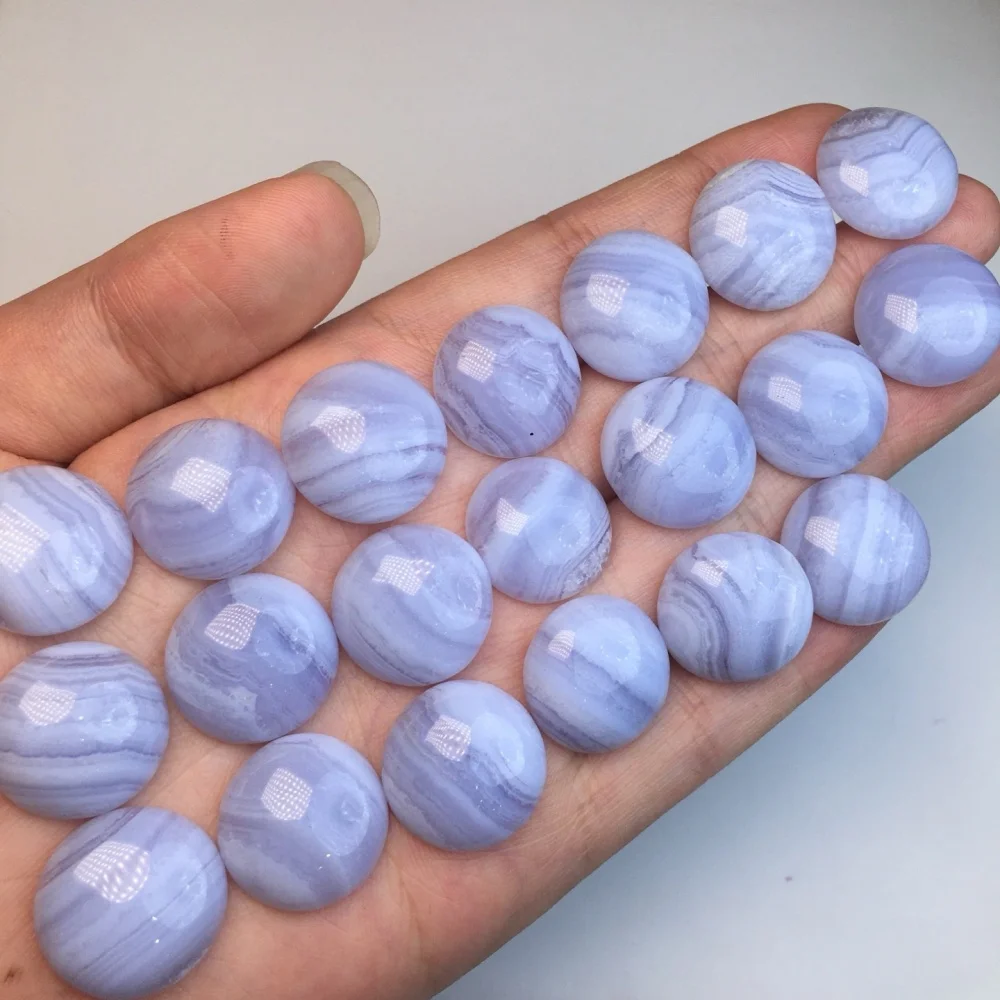6PCS Natural Blue Lace Agate Sphere Pendant Crystal Carving Children Cute Jewelry Healing Holiday Gift 17MM