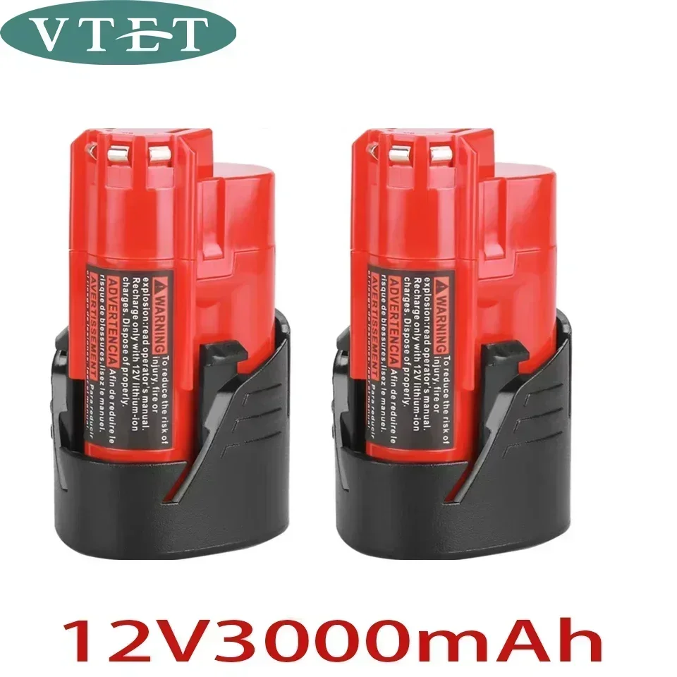 TURPOW 12V 6000MAH Rechargeable Battery for Milwaukee M12 XC Cordless Tool 48-11-2411 48-11-2402 Battery 48-11-2401 MIL-12A-L