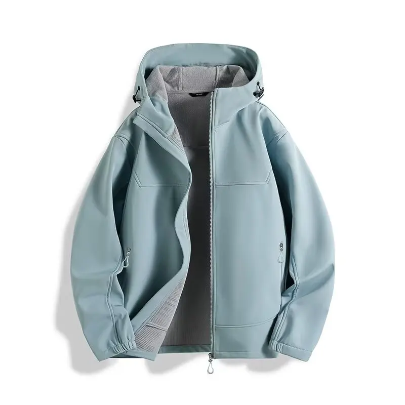 

Men's Outdoor Thiened Zipper Long Sve Hooded Jaet Casual Sle Autumn Winter Windproof Polyester Fiber Street Sle Coat