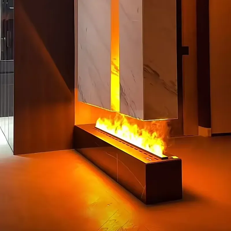 Cross-Border 3D Atomizing Steel Fireplace Humidifier with Bluetooth App-Controlled Burner for Living Room Home