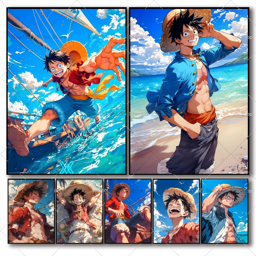 1 قطعة واحدة أنيمي P-PieceS لوفي المشارك ذاتية اللصق الفن ورق مقاوم للماء ملصق مقهى بار غرفة جدار ديكور