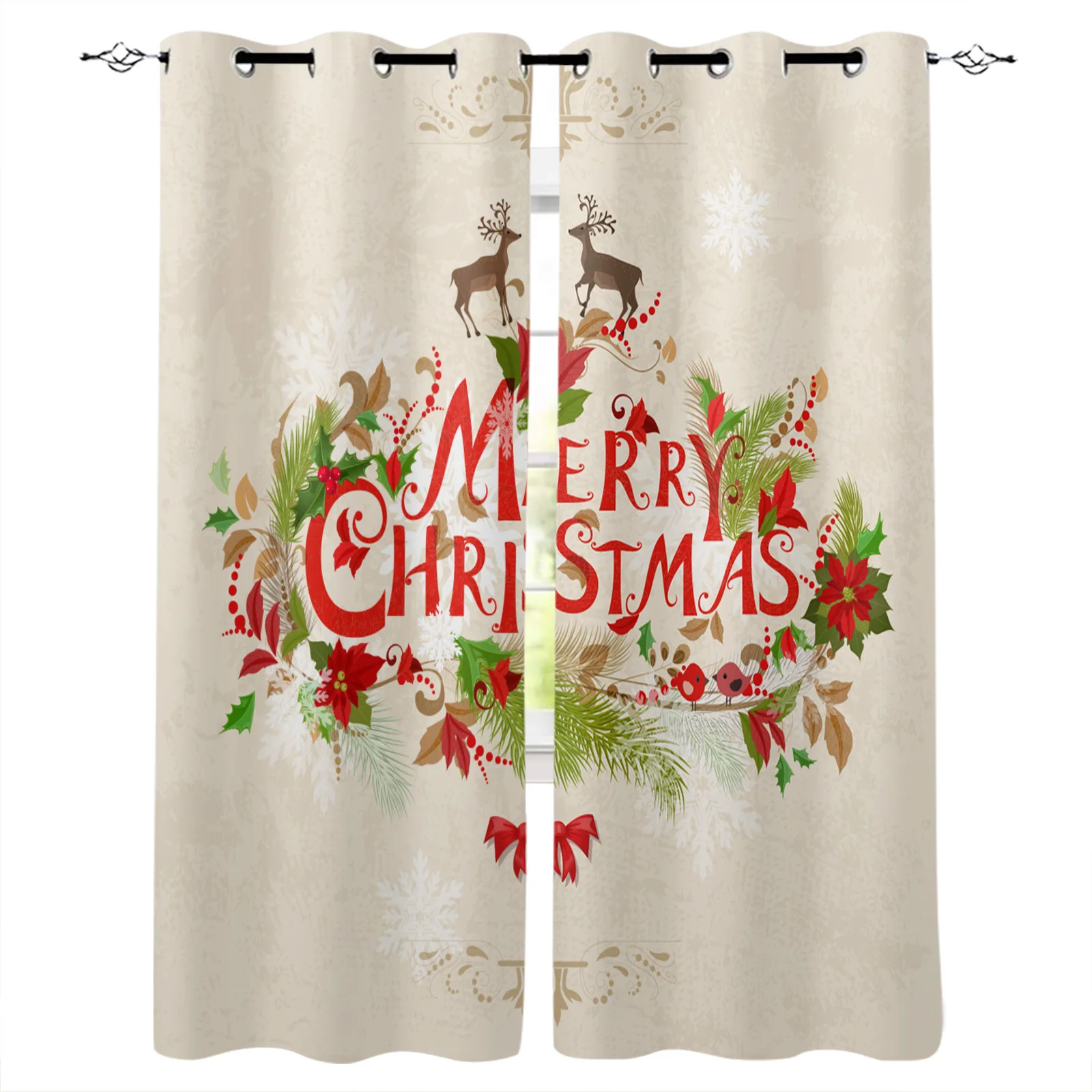 

Santa Claus Christmas Decoration Christmas Blackout Curtains 3D Print Window Curtain Bedroom Living Room Decor Window Treatments