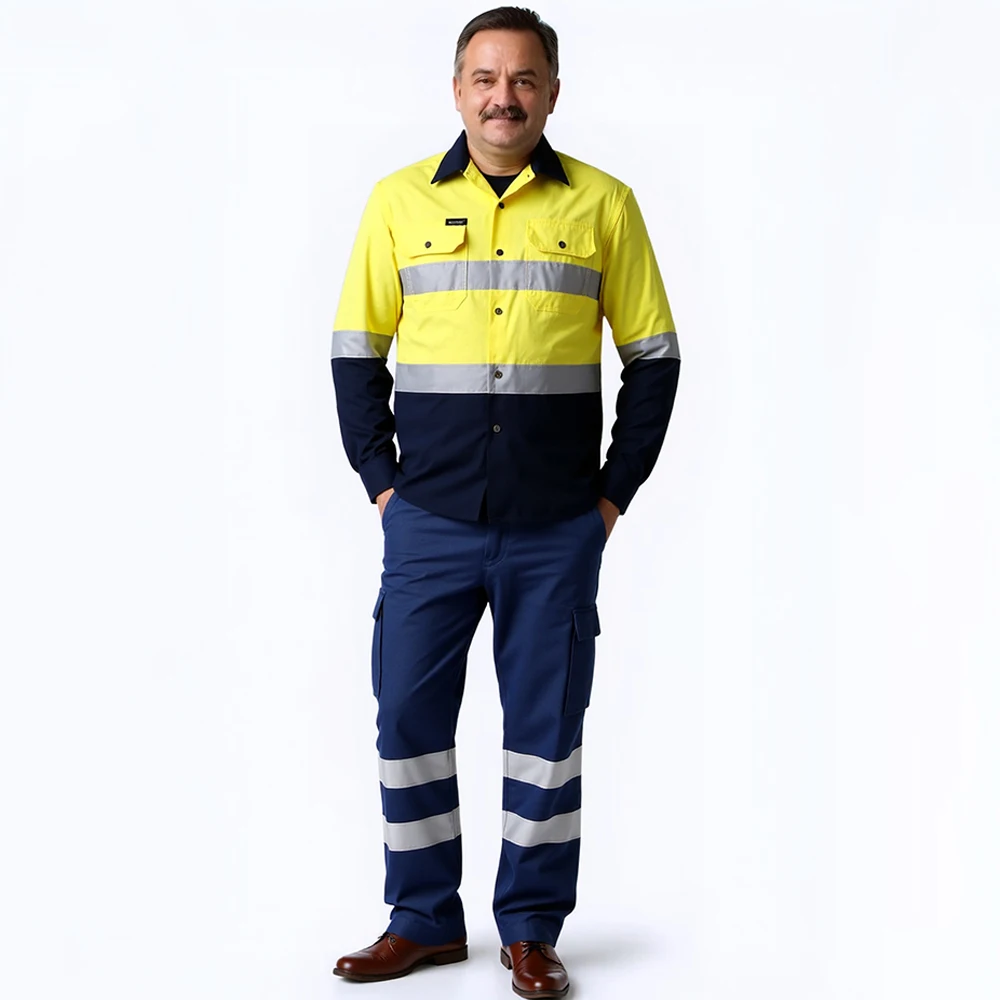 Cotton Work Shirt Man and Road Working Pants Men's Construction Clothes for Work Engineer Workwear