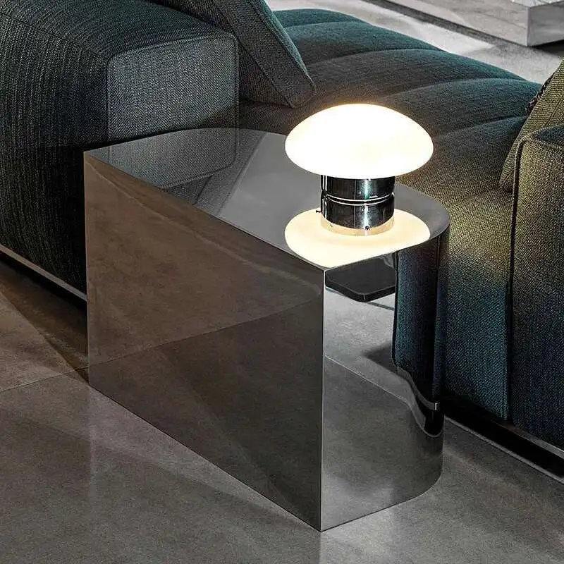italian design luxury modern side table silver stainless steel coffee table for living room furniture