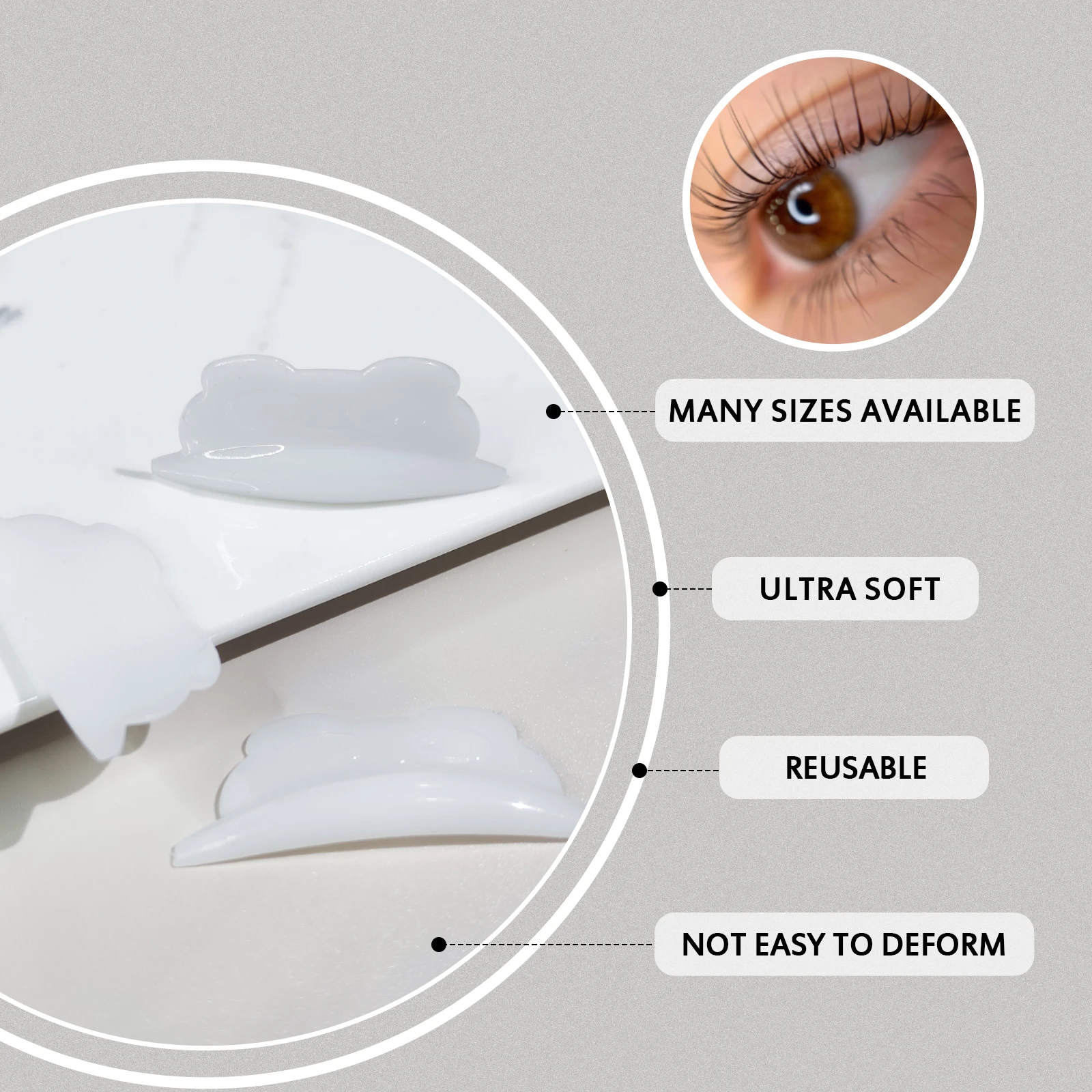 Libeauty U Curl 4 Pairs Free Glue Silicone Eyelash Perm Rods Sticky Lash Lift Shield Lifting 3D Eyelash Curler Makeup Tool