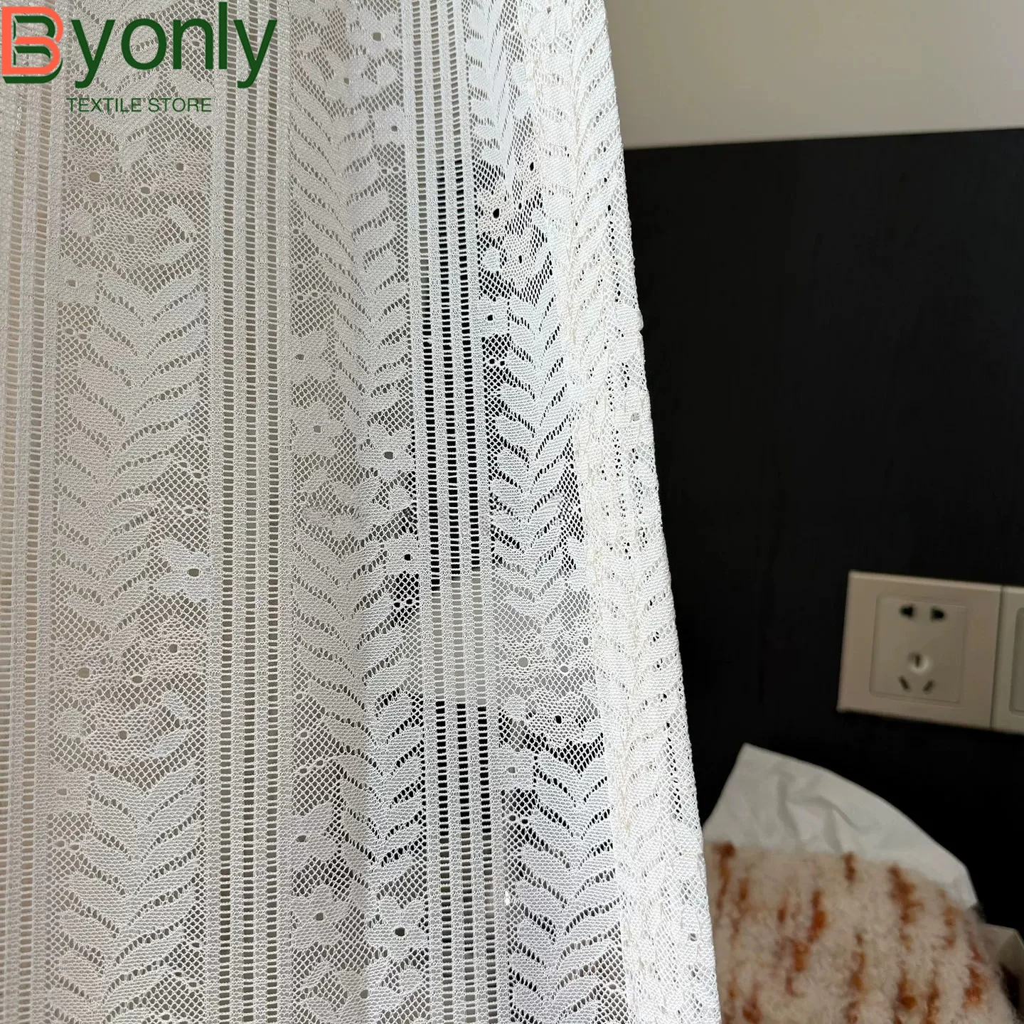 Jacquard Wheat Ear Cream Lace Window Screen Curtains for Living Room Bedroom French Window Window Customized Finished Balcony