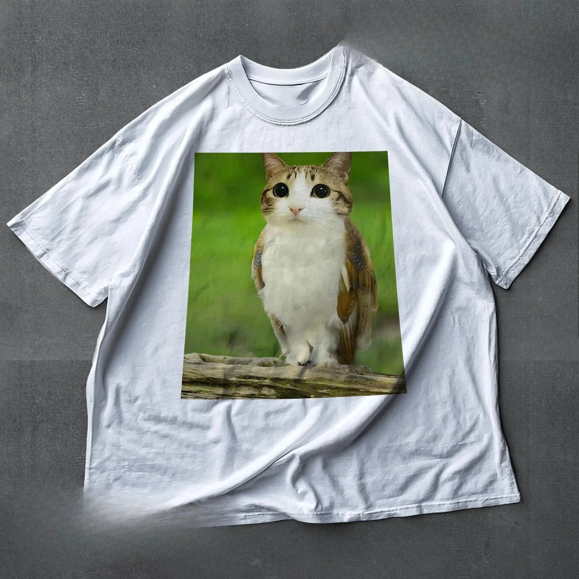 Meowl Cat Meme T-Shirt, Funny Cat Meme Tee, Cat & Owl Brainrot Meowl Kitten Fashion Summer Short Sleeve Women And Men T-shirt