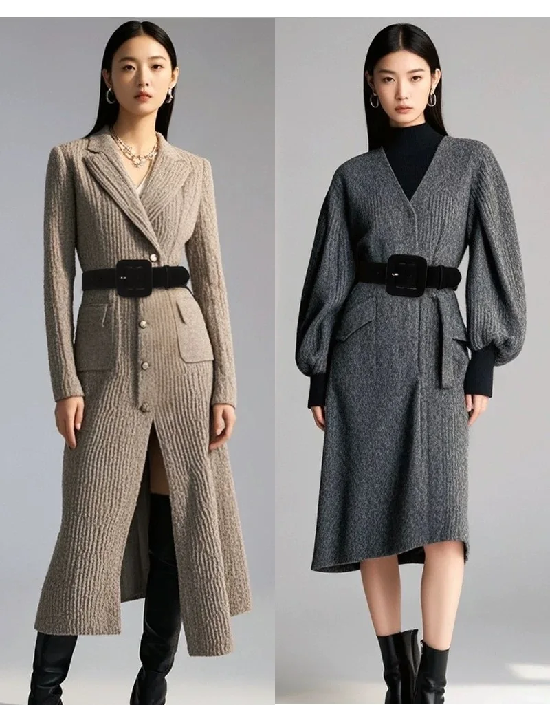Modischer Damen-Wildledergürtel, breiter Gürtel mit hoher Taille, Vintage-Ledergürtel mit klobiger Schnalle, Dekoration für Kleidermäntel – Detail 4