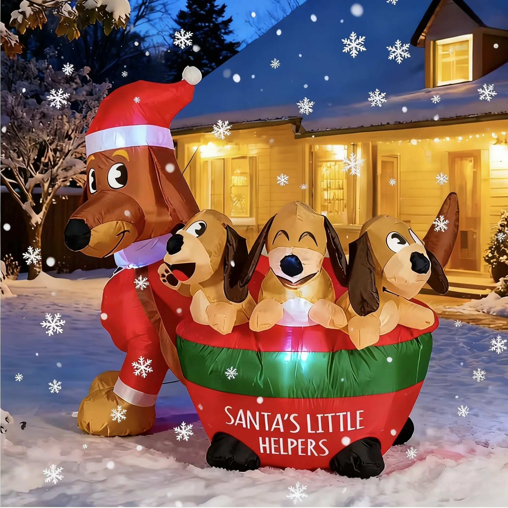 

Надувные рождественские украшения 1,5 м колбаса собака надувная игрушка уличный свет украшение сада орнамент