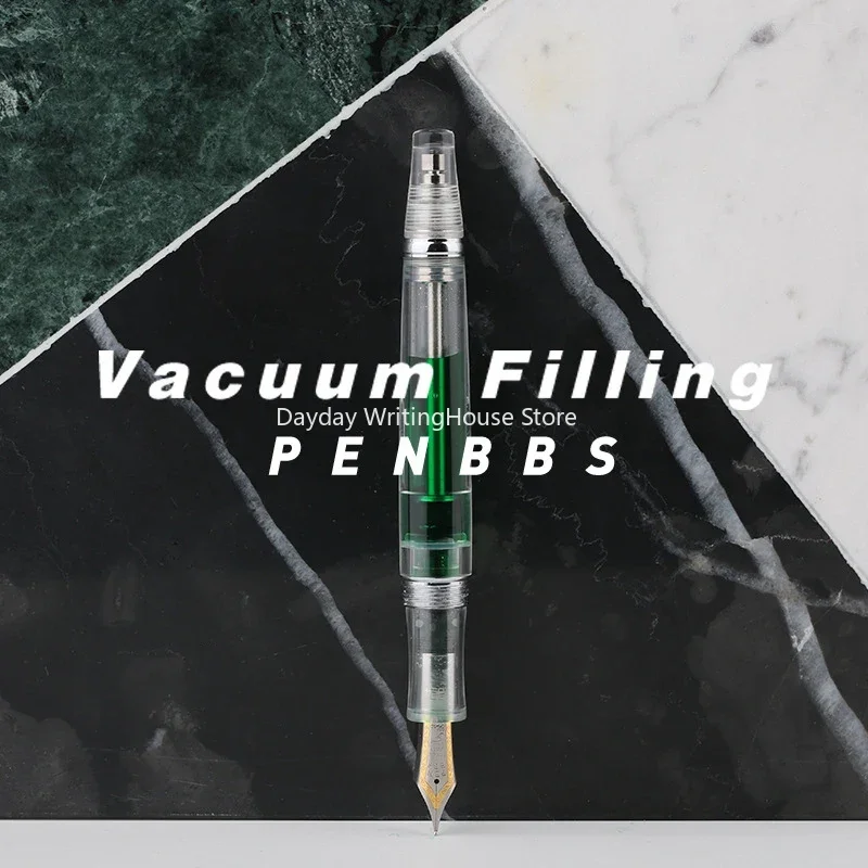 PENBBS 456 Vacuum Filling Fountain Pen Resin Transparent Body Iridium Fine Nib 0.5mm Fashion Business Writing Gift Office Set