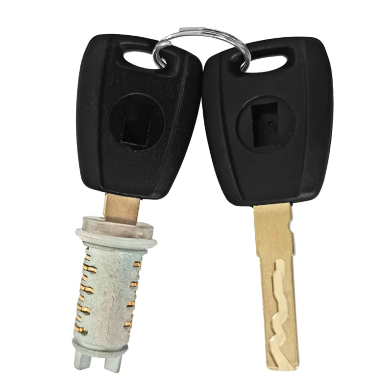 OE: 71771348 Car Front Left Door Lock Cylinder For Fiat Punto Panda Doblo 500 Auto Door Lock Core Barrel With 2Pcs Key