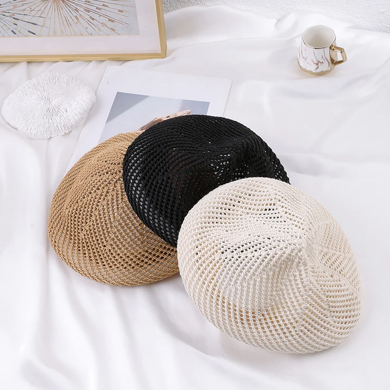 Damen-Baskenmütze für den Frühling und Sommer: Atmungsaktive, hohl gewebte Malermütze mit elegantem Design – Vielseitig kombinierbar mit Bud Hat