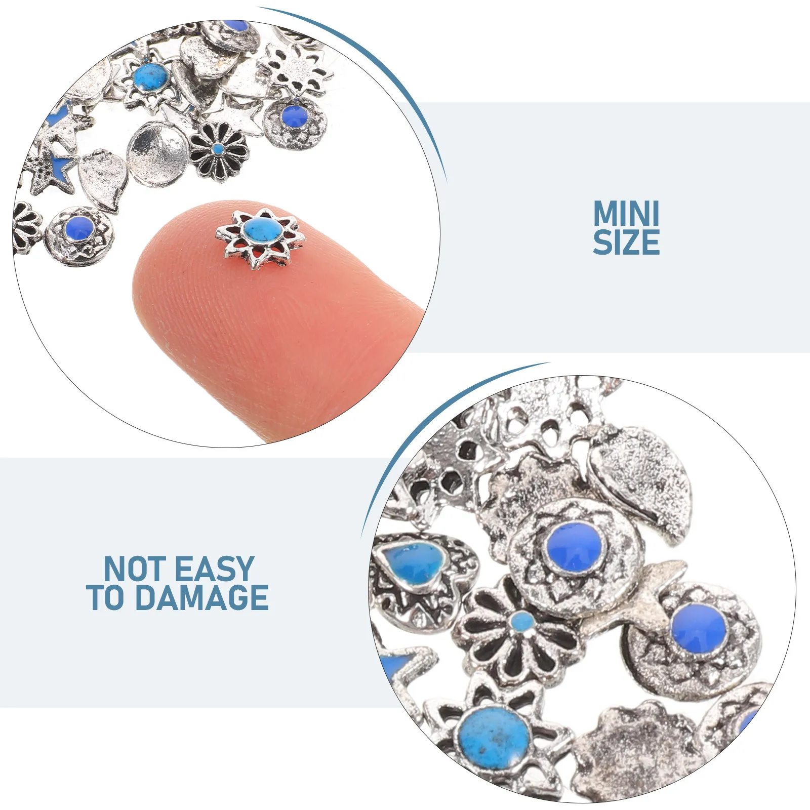 60Pcs Retro Western Nail Charms Turquoise Stone Effect Grunge Vintage 3D Nail Art Charms for Short Long Gel Acrylic Natural
