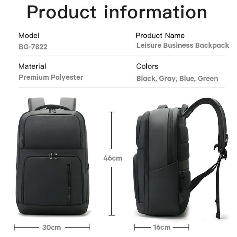 BANGE New Arrival Large Capacity Daily 15.6 inch Lightweight Waterproof Business Laptop Men Backpack for Men Teenager School Bag