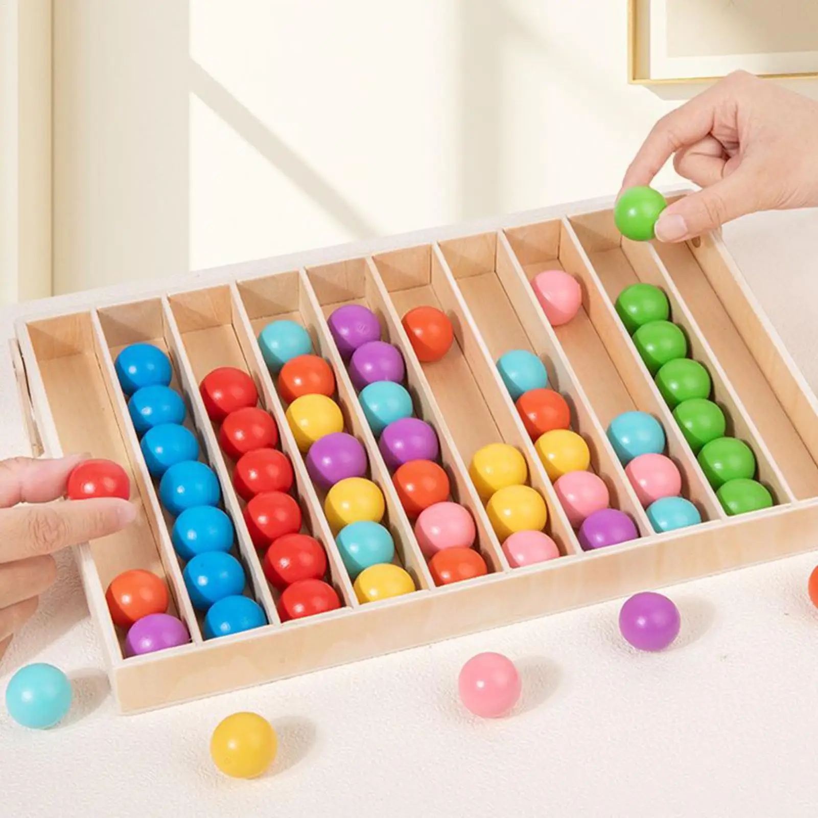 Toddler Color Sorting Toys Color Learning Balls Game Wooden Toddler Educational Toy For Boys Girls Classroom Homeschool