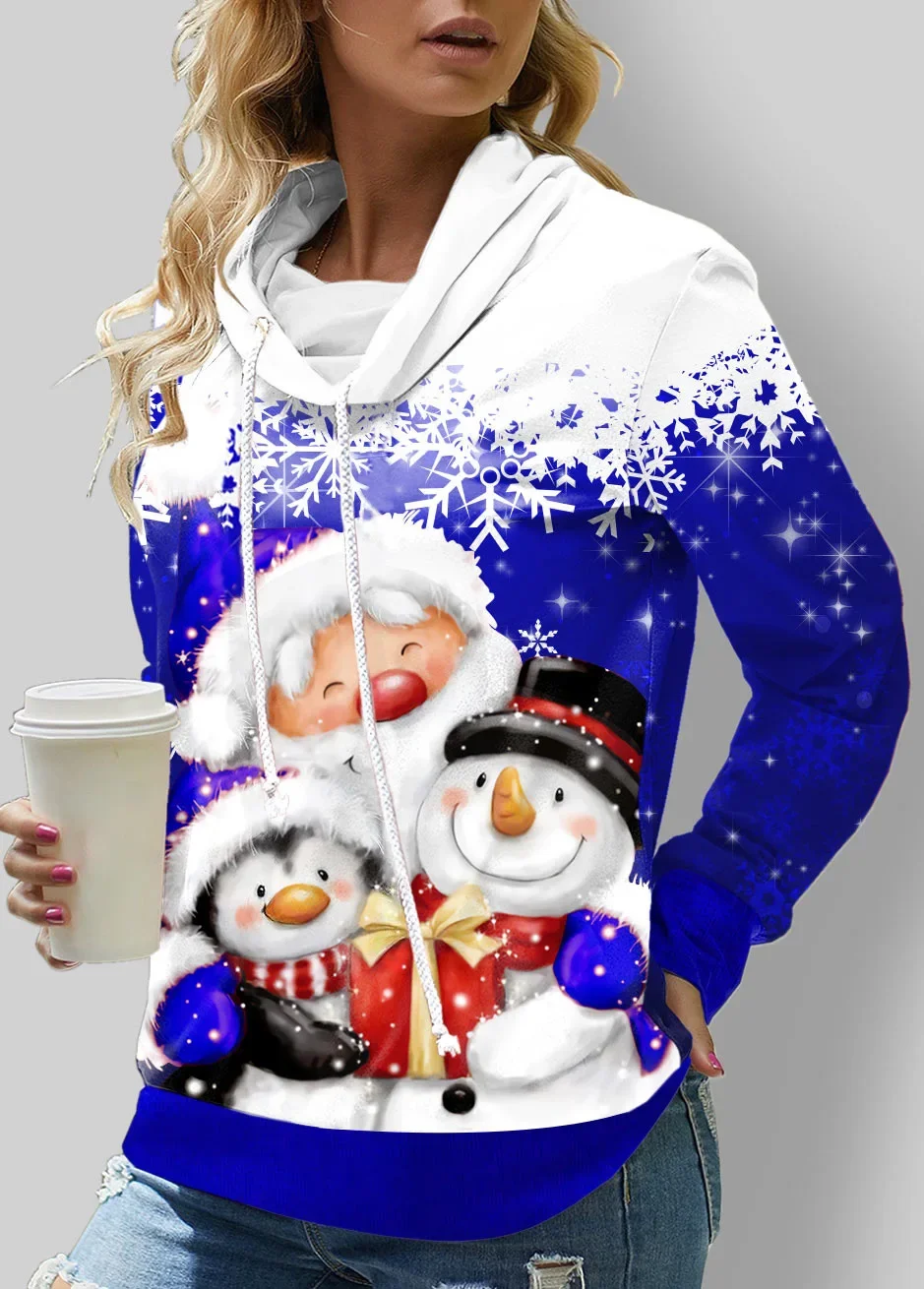 Women's Sweatshirt 3D Prints Christmas Theme Kawaii Graphics Long Sleeve T Shirt Casual Loose Fit O Neck Tee Long Sleeve Tops