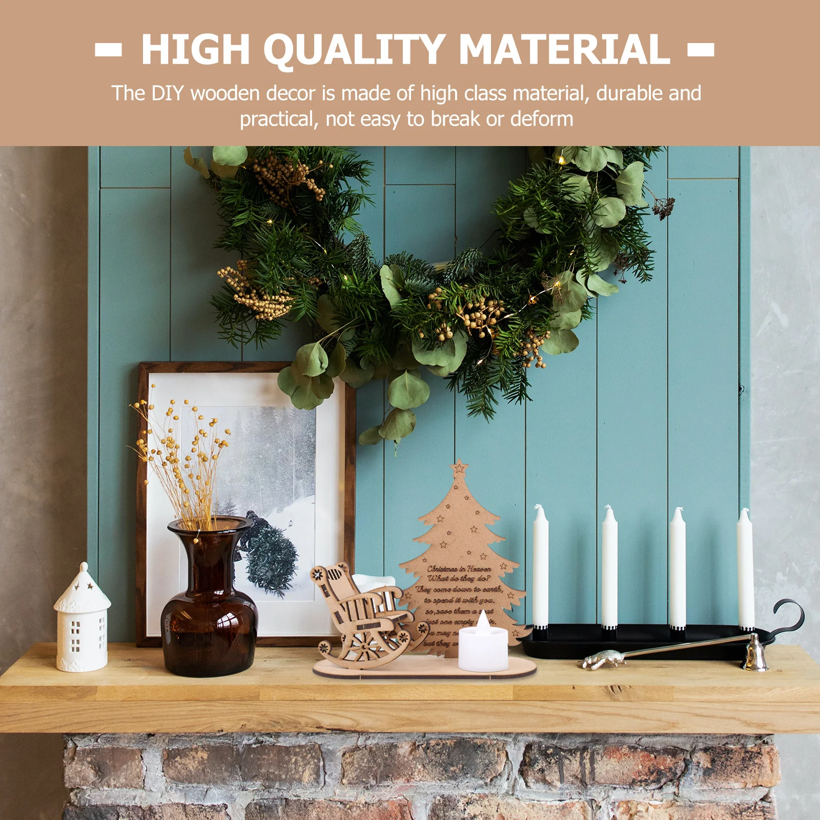 

1Pcs Christmas Tree Ornament Delicate DIY Wooden Decor for Holiday Party Desktop Fireplace Decoration Xmas Craft