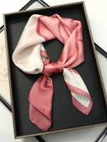 Luxury Brand 2023 Silk Square Scarf Women Cat Neck Hair Tie Band Beach Hijab Kerchief Head Headbands Bandana Female Foulard 70cm 6
