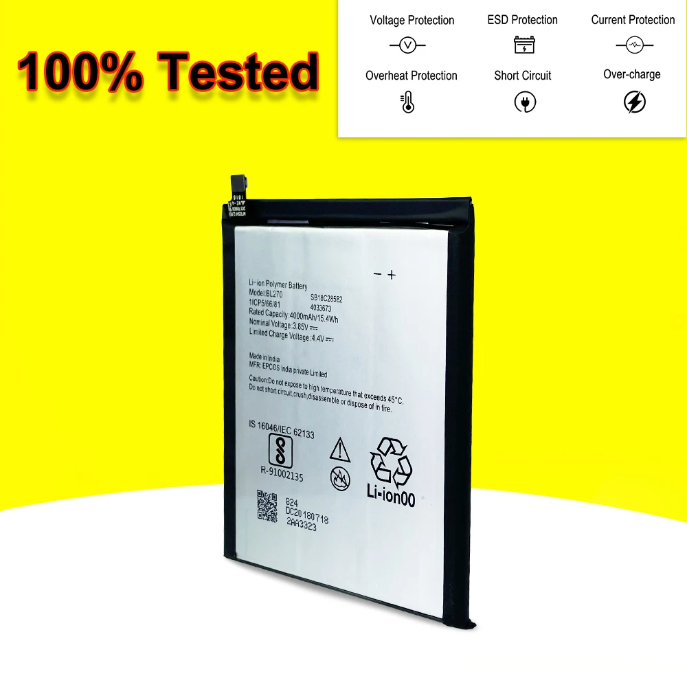 High Quality BL270 Phone Battery For Lenovo K6 Note K8 Note Vibe K6 Plus G Plus G5 Plus Moto G6 Play XT1922‑1 XT1922‑3 XT1922‑5 - view 3