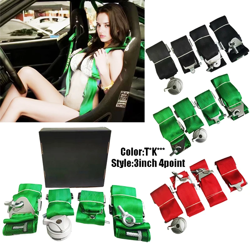 

4Point Car Seat Belt Quick Release Adjustable Strap Polyester Material Harness Universal Racing Seat Belt car safety with logo
