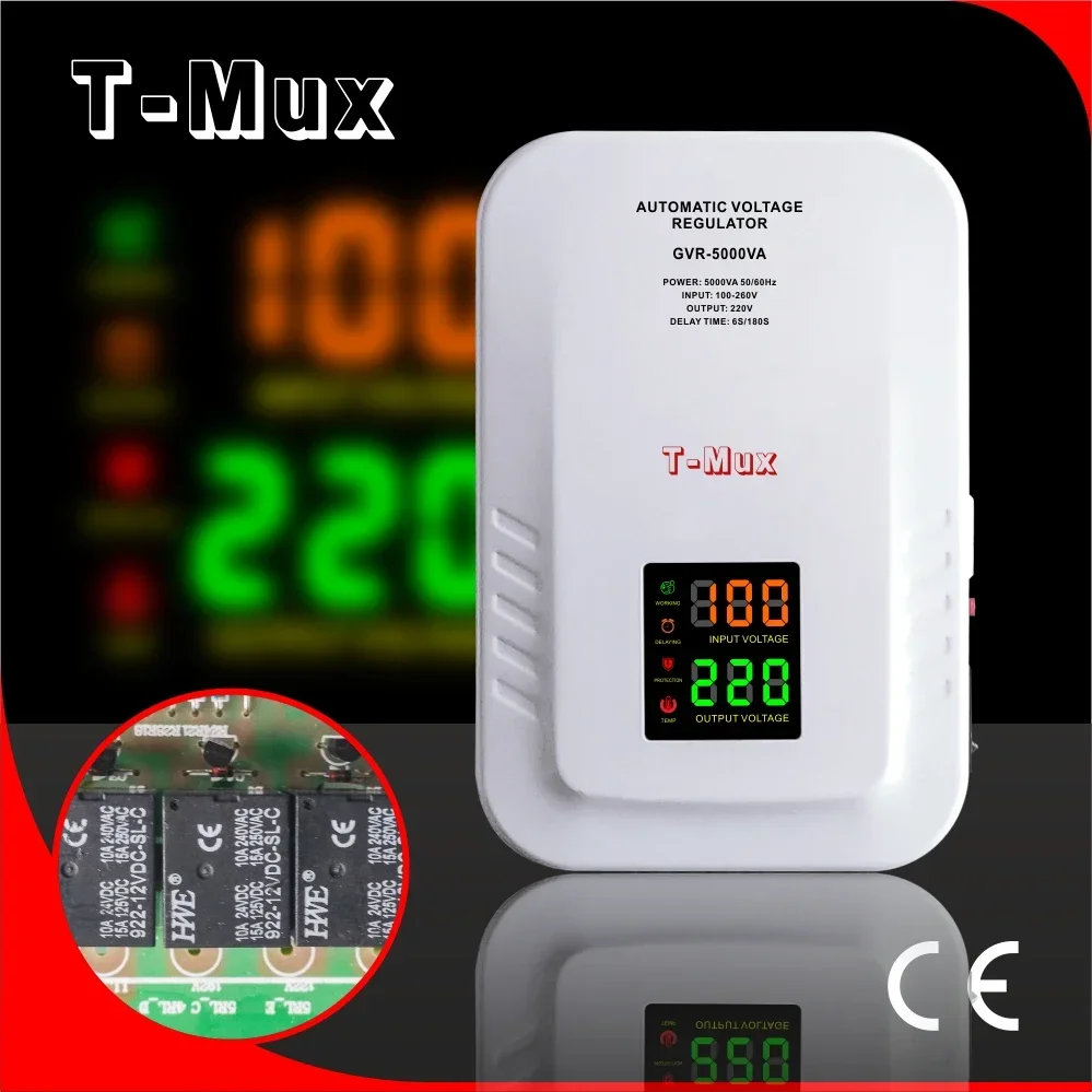 TMUX Voltage Regulator GVR-5000VA 10kva Output 220v/110v Wall Mounted Relay Air Conditioner Voltage Stabilizer