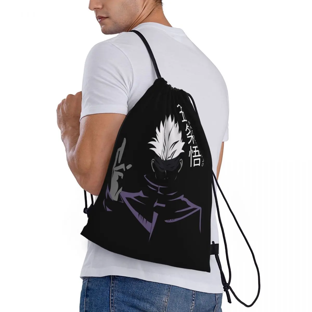 

Anime Jujutsu Kaisen Gojo Satoru 5 Backpacks Casual Drawstring Bags Sports Bag Book Bags for Travel Students