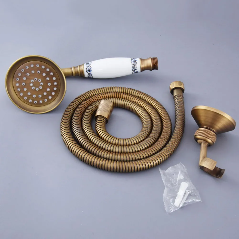 

Classical Vintage Retro Antique Brass Bathroom Hand Held Shower Head & Wall Holder Bracket & 1.5M Shower Hose Set 2hh117