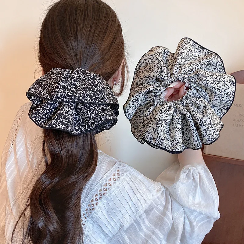 

Floral Large Ruffled Scrunchies Elegant Vintage Hair Ties for Women Ponytail Bun Holder Unique Design 2026 New Premium