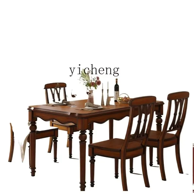 CZ-1 Dining Table Light Luxury All Wood Dining Table Home Rectangular Table And Chair Combination Country Restaurant Furniture