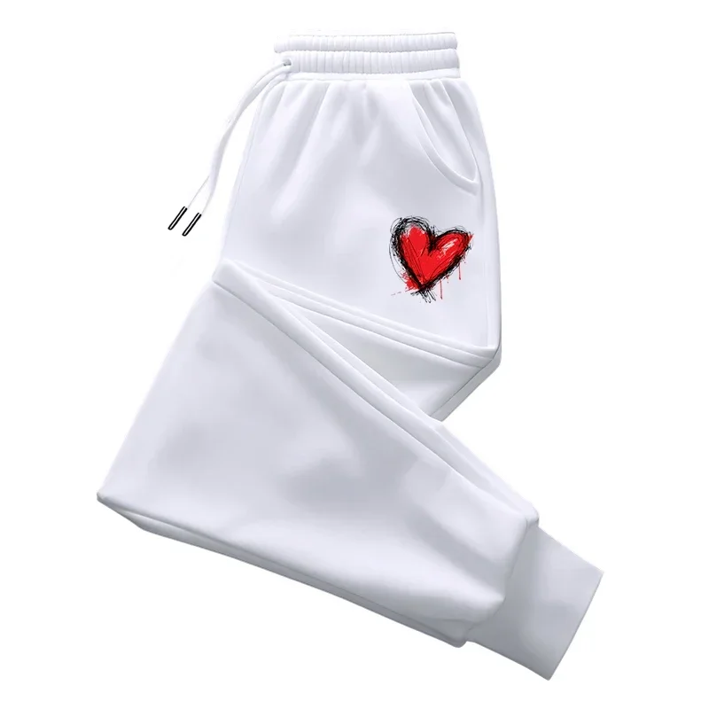 Pantaloni sportivi da donna con stampa a cuore Pantaloni sportivi casual quotidiani per tutte le stagioni Pantaloni larghi traspiranti per il comfort all'aperto per la casa femminile