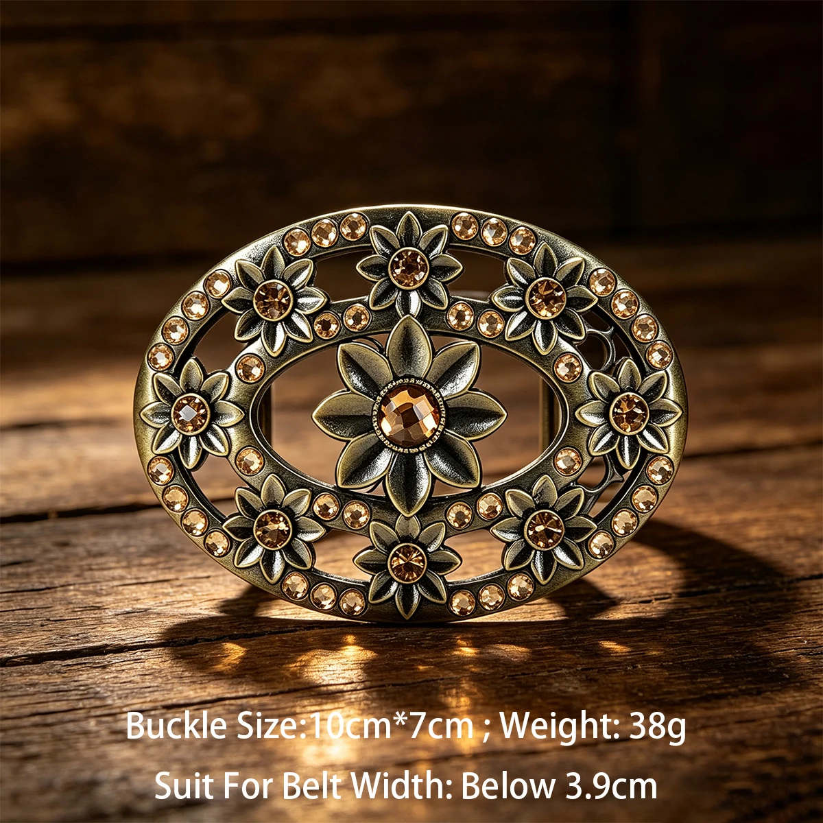 Buckleclub zinc alloy retro Rhinestone flower belt buckle for 3.6cm-4cm width belt Elegant Women's Belt Western Cowboy Buckle