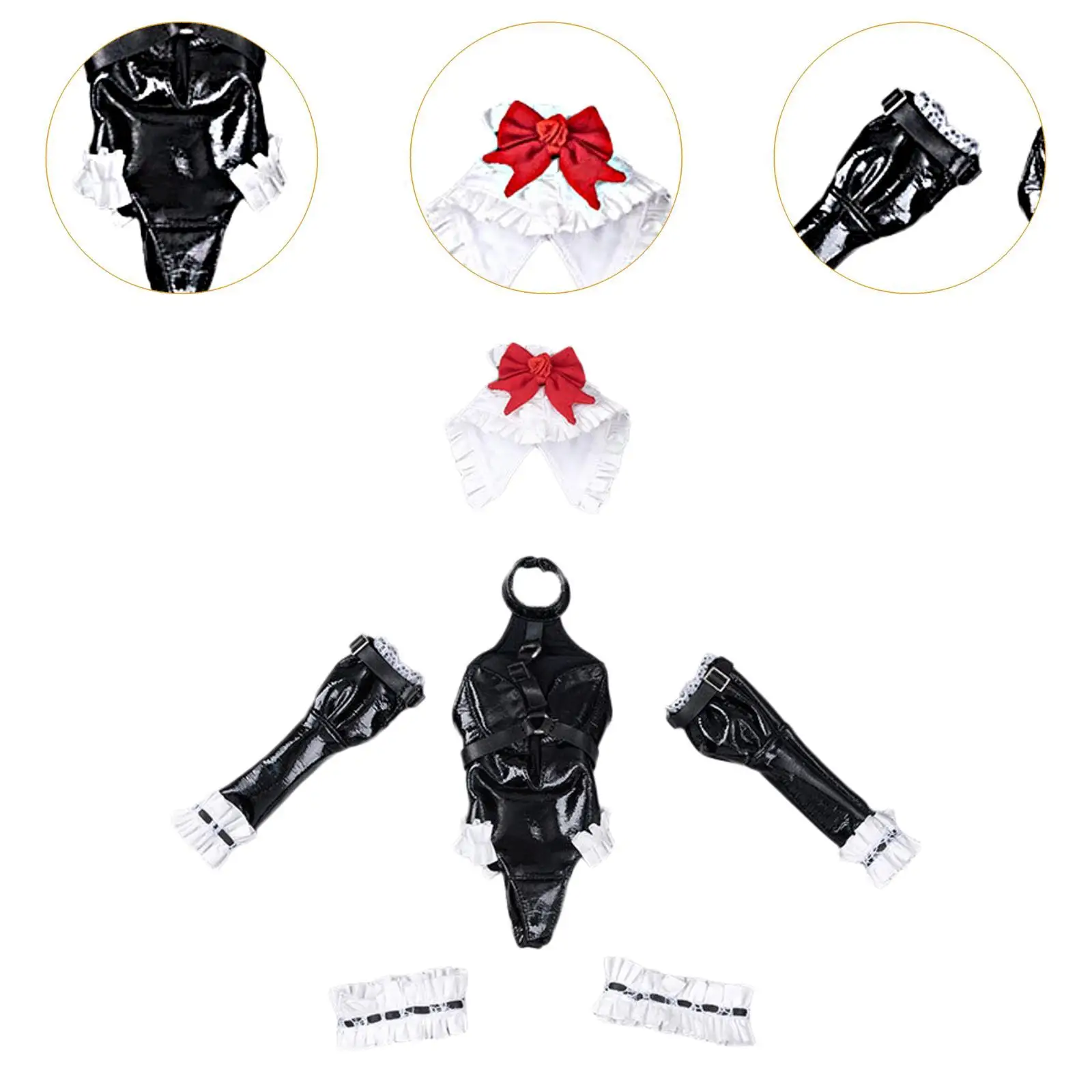 1:6 Figure PU Lingerie Costume with Arm Sleeves , Leg Covers And Bow Tie Fashion