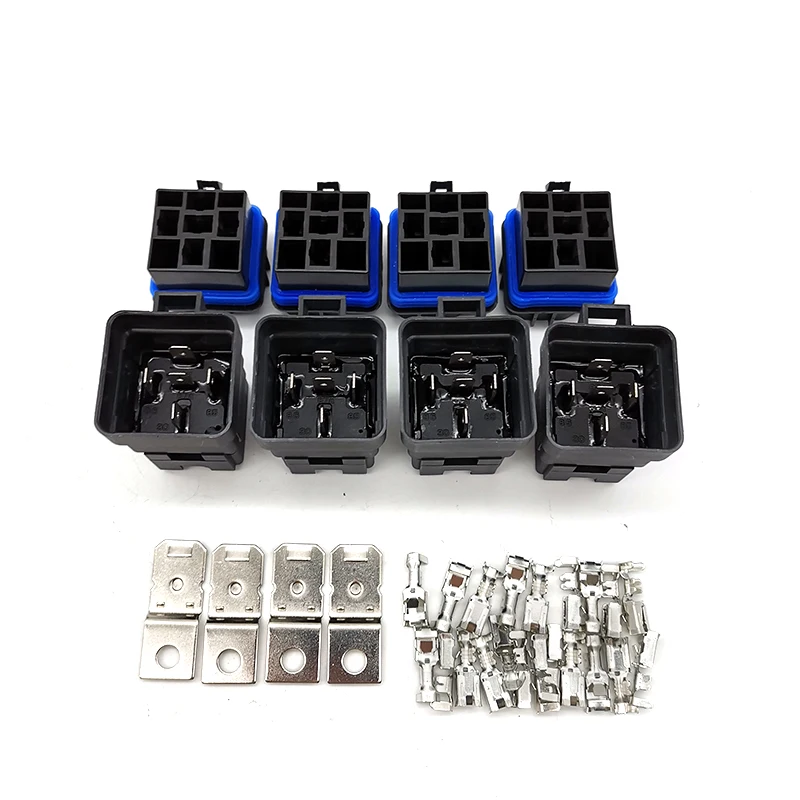 4 Sets Waterproof 12V 40A 5-Pin Car Relay&Relay Holder Socket With Terminals