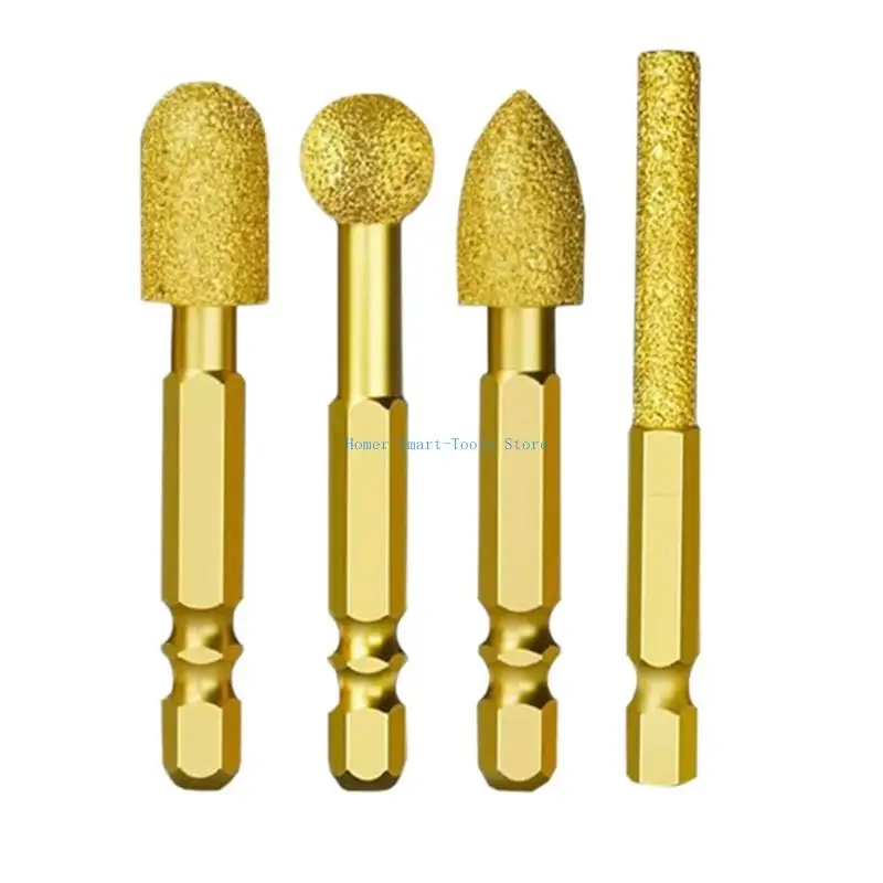

K43C 4Pcs Sturdy Adamas Coated Rotary Burrs Sturdy Tool for Metal Stone Carving