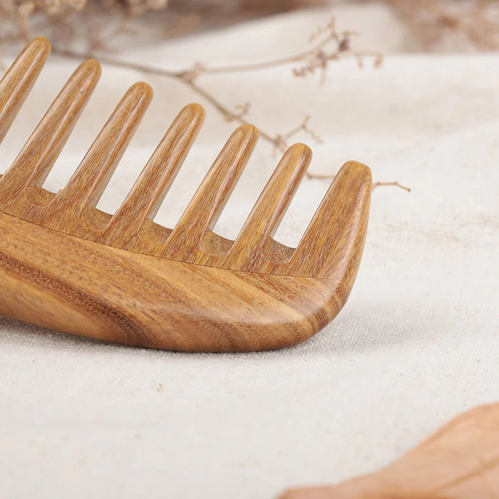 

Деревянный расческа с широкими зубьями из сандалового дерева для кудрявых волос, массажер для кожи головы, инструмент для ухода за волосами из натурального дерева