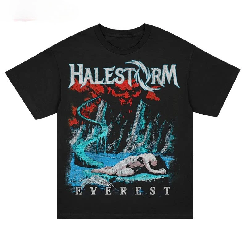 Halestorm Storm Band Hard Rock Punk American Vintage Streetwear Loose Cotton Short-Sleeved Men's T-Shirt