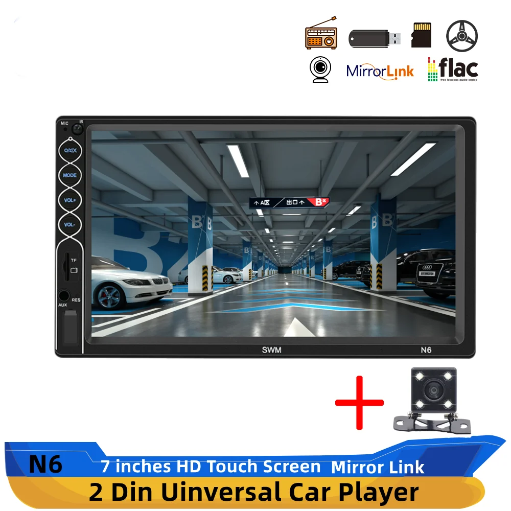 

2 DIN Car Stereo MP5 Player 7inch Touch Screen Multimedia Bluetooth USB AUX Radio Receiver Indash Head Unit Camera car radio