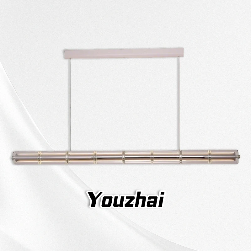 

Italian restaurant bar counter pendant light, modern designer, Nordic art minimalist dining table, straight strip pendant light