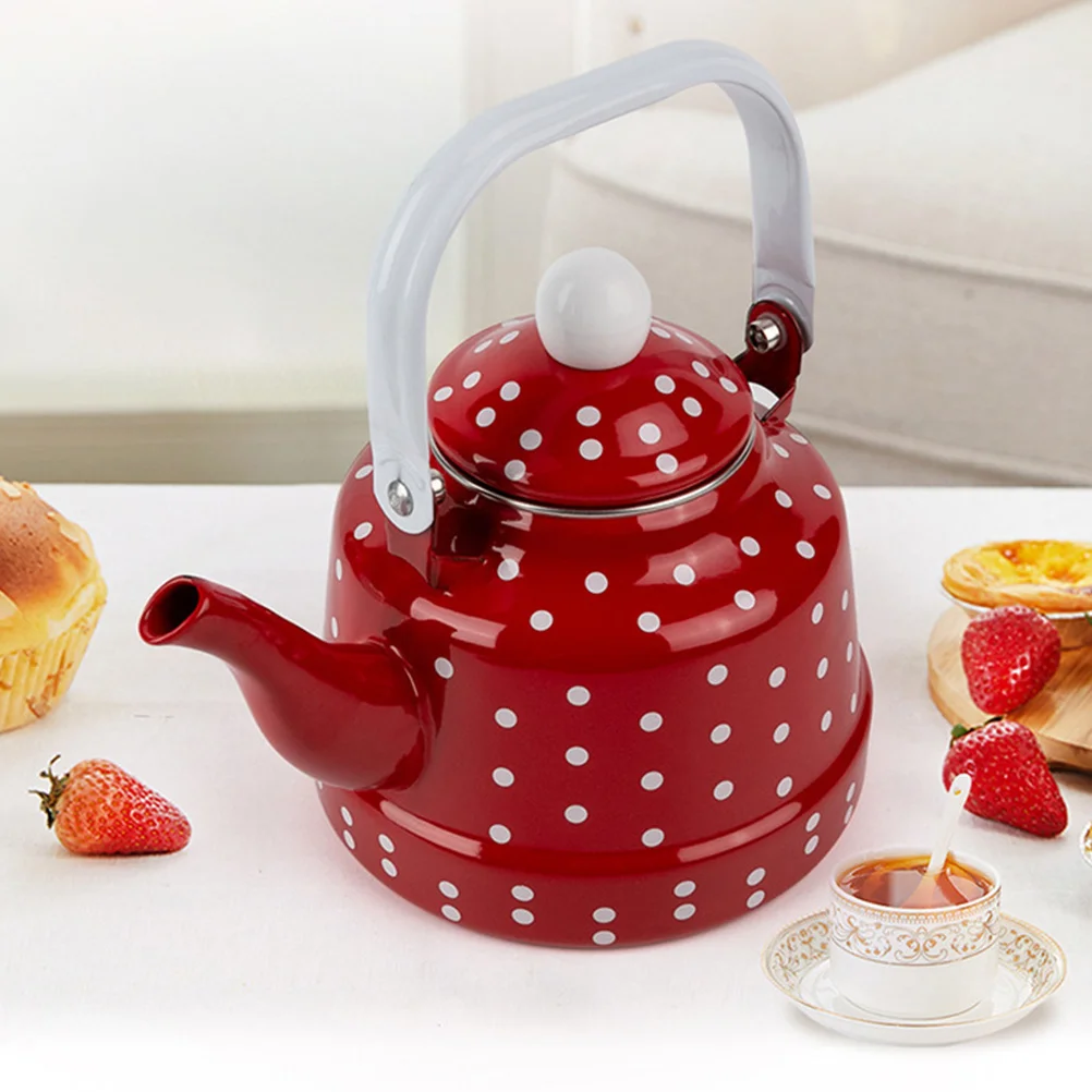 Enamel Kettle Kitchen Teakettle Household Portable Water Pot Coffee Maker Whistle Teapot Adorable Heating