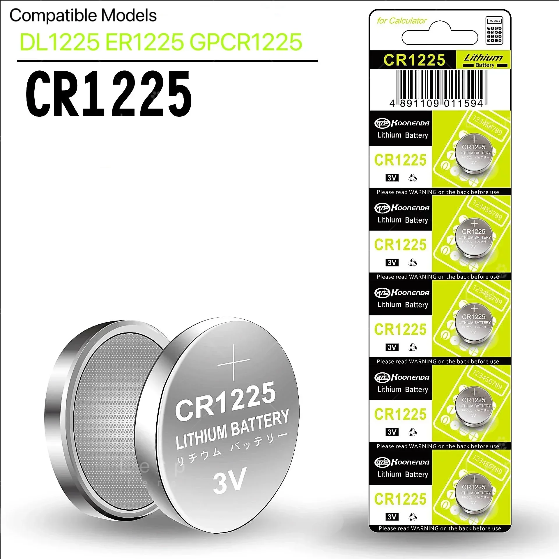 Batteria CR1225 batteria a bottone 3V batteria chiave auto 1225 elettronica