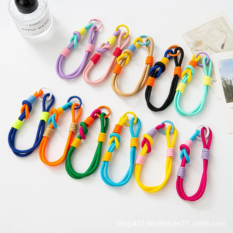 Stylish Lanyard Fluorescent Color Phone Strap Bag Braided Strips Keycord Hanging Trousers Accessories Keychain Wrist Rope