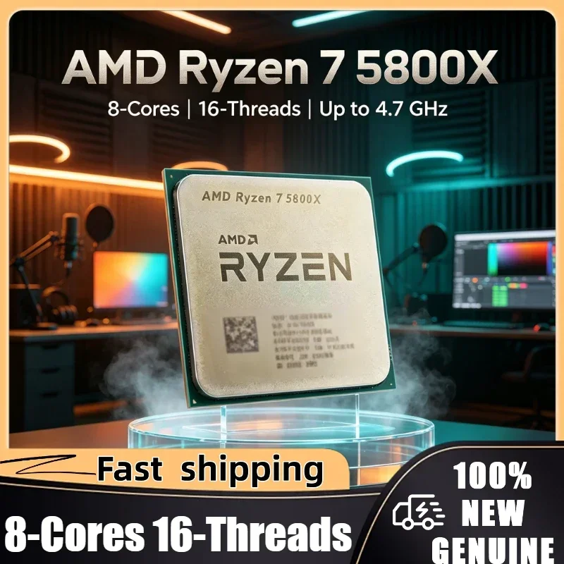 AMD Ryzen 7 5800X Desktop Processor 3200 MT/s DDR4 Up to 4.7 GHz 8-Cores 16-Threads 7nm L3=32M AM4 Socket 3.8 GHz