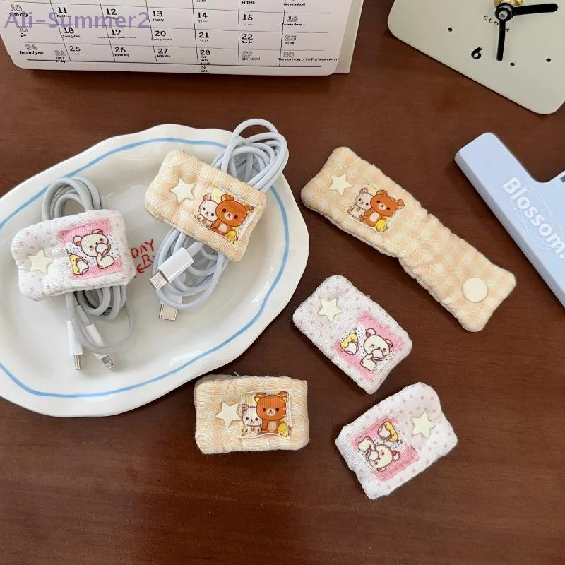 {CC22} Cartoon Bear Data Cable Cloth Storage Holder Cute Rilakkuma‌/Mashumaro Charging Cable Organizer Power Line Storage Tool image 5