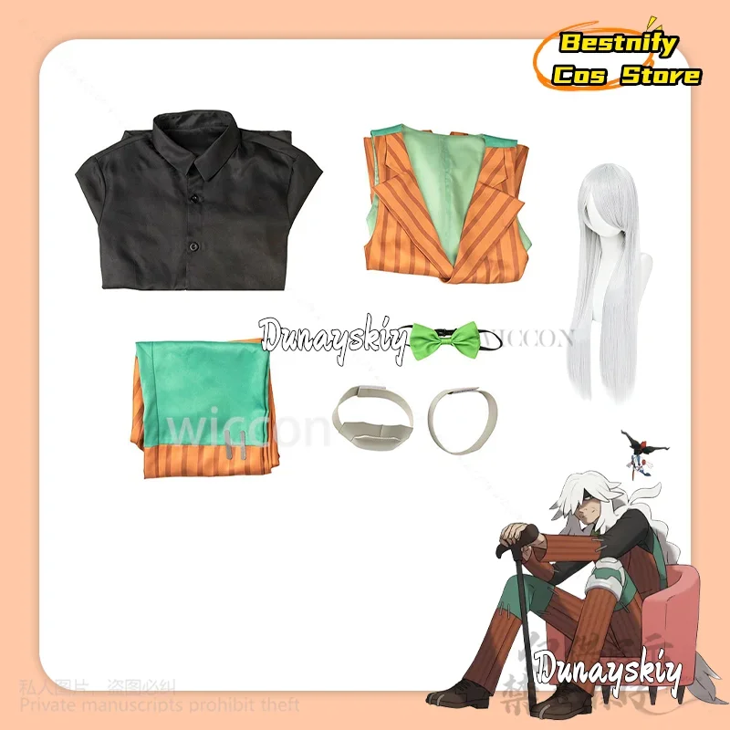 CosplayLEGENDS فروي مون تأثيري AZ أنيمي زي البرتقال شريط موضة الدعاوى سترة الأخضر ربطة القوس فيونكة طويلة الأبيض الباروكات هالوين الدعاوى